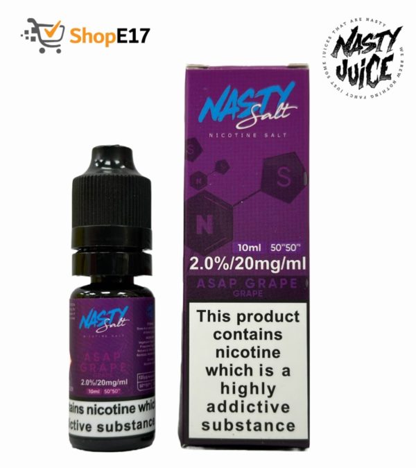 Nasty Salt Asap Grape E-Liquid 2.0% Nic Salt 20mg/ml - Image 2