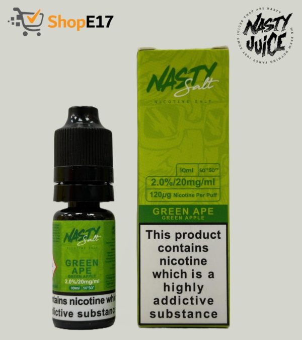 Nasty Salt Green Ape E-Liquid 2.0% Nic Salt 20mg/ml - Image 2