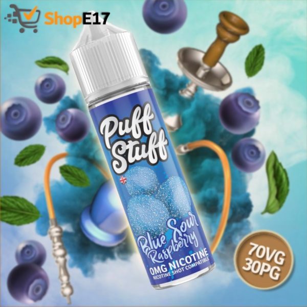 Puff Stuff Shisha OMG Blue Sour Raspberry Nic Shot Compatible 50ml - Image 2