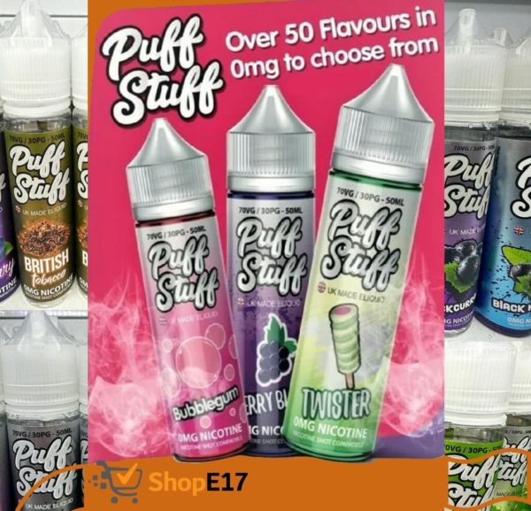 Puff Stuff Shisha E Liquid Juice British Watermelon Mint OMG PG 70/30 - Image 2