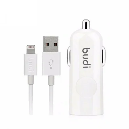 Budi 2.4 Amp USB Car Charger With Lightning Cable