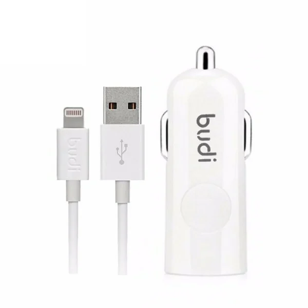 Budi 2.4 Amp USB Car Charger With Lightning Cable