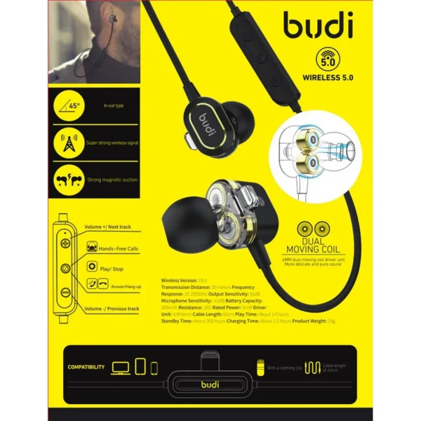 Budi Stereo Wireless Dual Moving Coil Headphones