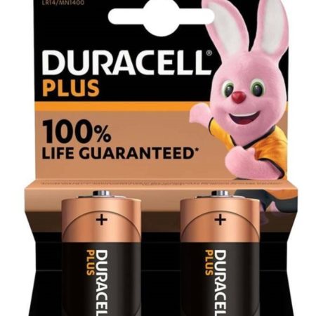 2 DURACELL PLUS C LR14 ALKALINE BATTERIES MN1400