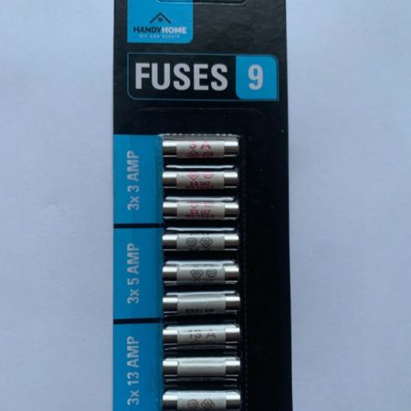 Pack of 9 Mixed Electrical Household plug Fuses